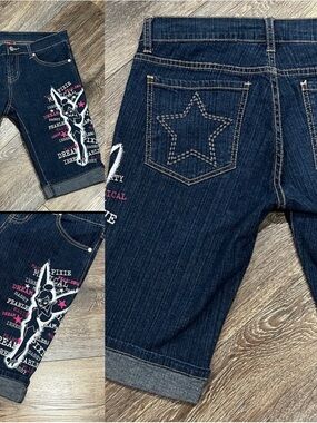 Disney Tinker Bell & Star Pockets Denim Capri Jean Shorts 🧚